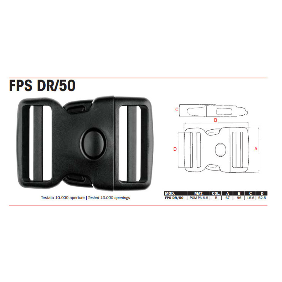 Фастекс 50 мм 2М (FPS/DR/50) чёрный в наличии