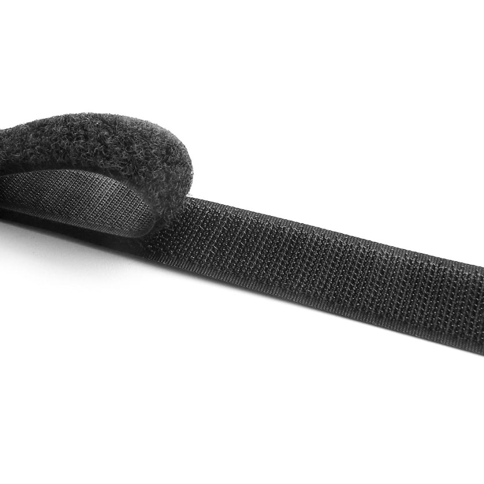 Липучка 20 мм VELCRO (гачок+петля) чорна в наявності