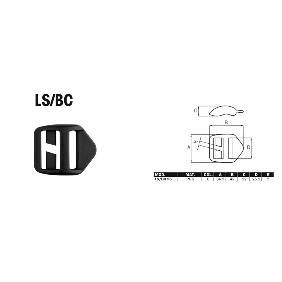 Пряжка трищелева 25 мм 2М (LS/BC) чорна в наявності